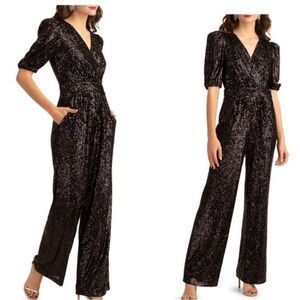Trina Turk Asandra Black Sequin Jumpsuit size 4